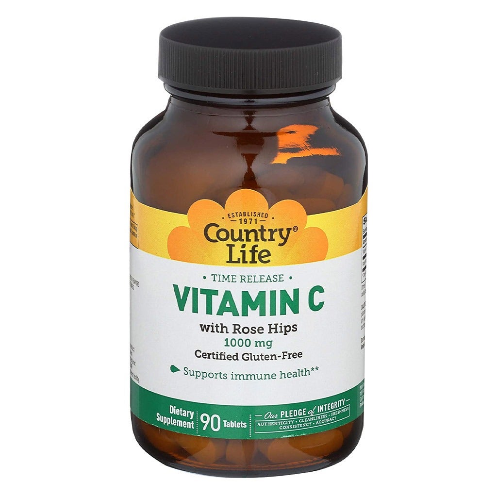 Country Life Antioxidant Vitamin-C 1000mg With Rose Hips Tablets For Immune Support, Pack of 90's