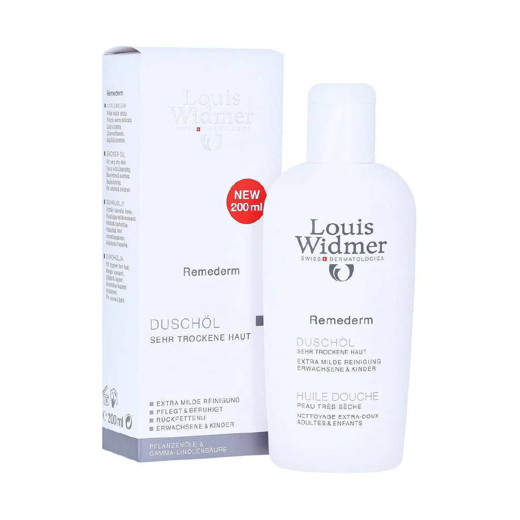 Louis Widmer, Remederm Shower Oil, Gentle cleansing oil for dry and sensitive skin, 200ml