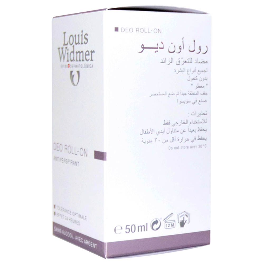Louis Widmer, Deo Roll-On Non-Scented, Unscented deodorant roll-on for sensitive skin, 50ml