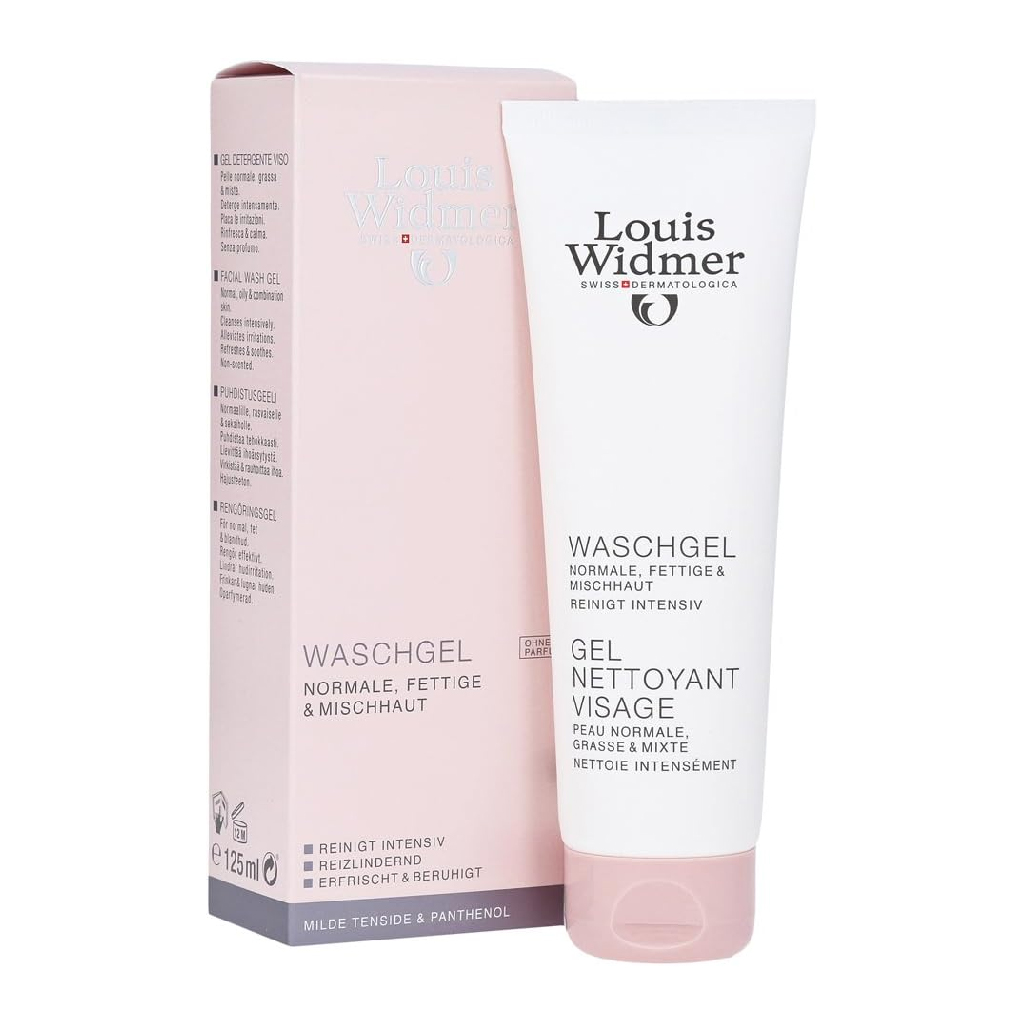 Louis Widmer, Facial Wash Gel Non-Scented, Gentle fragrance-free facial cleanser for sensitive skin, 125ml