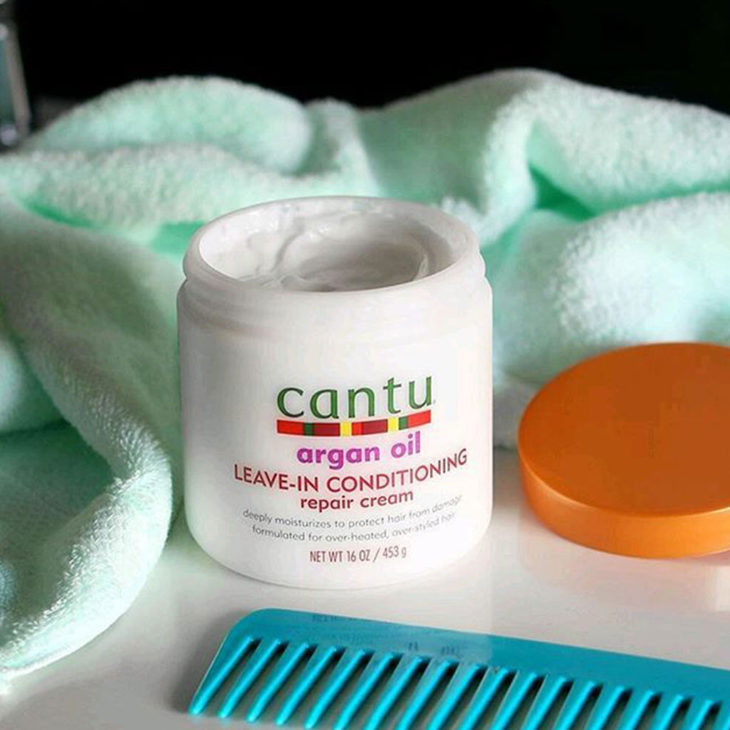 Cantu, Argan Oil Leave-in Conditioning Repair Cream, Nourishing cream for damaged hair repair, 453 g