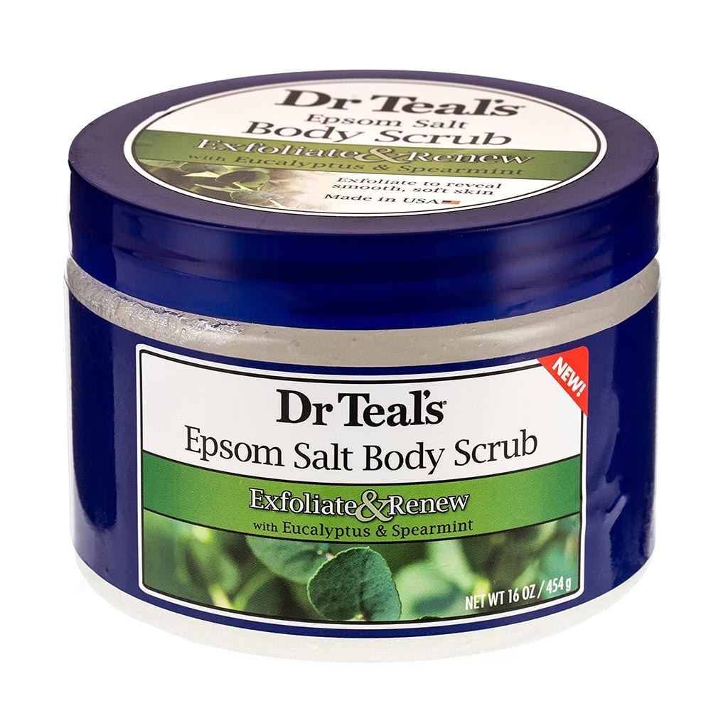 Dr Teal’s, Exfoliate and Renew Epsom Salt Body Scrub with Eucalyptus and Spearmint, Exfoliating body scrub with soothing eucalyptus and spearmint, 454g