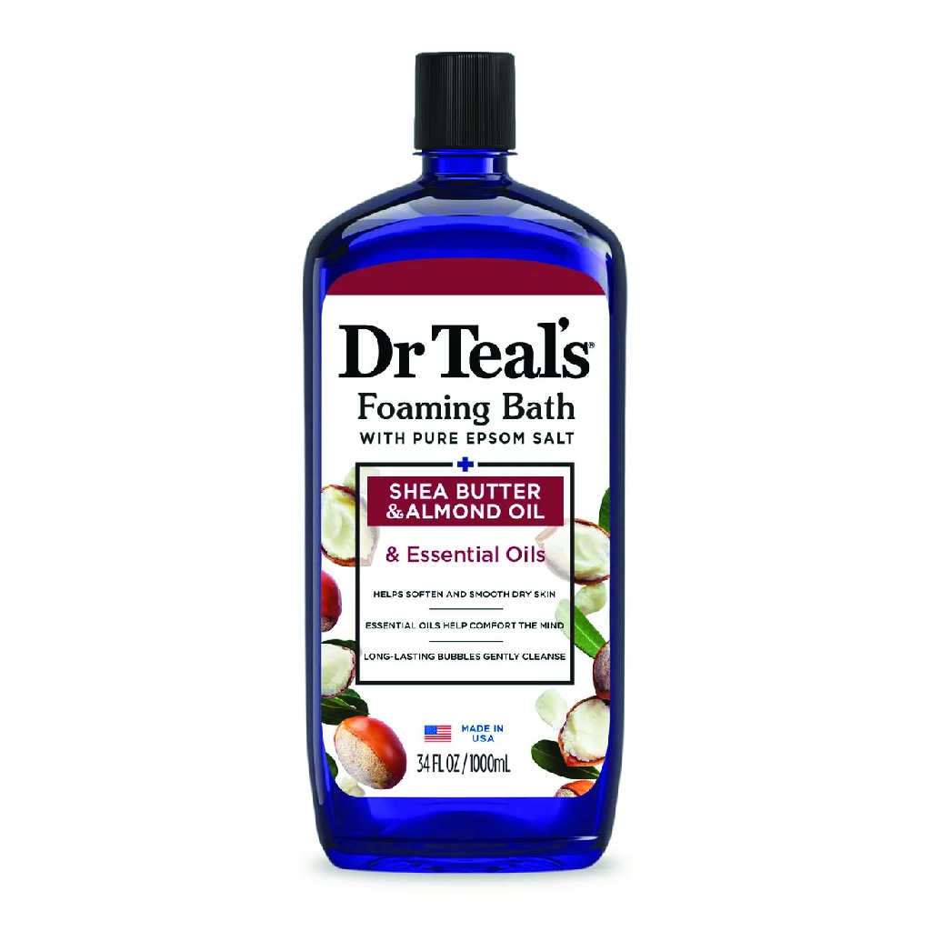 Dr Teal's, Foaming Bath Shea and Almond Moisturising, Hydrating foaming bath with shea and almond oils, 1000ml