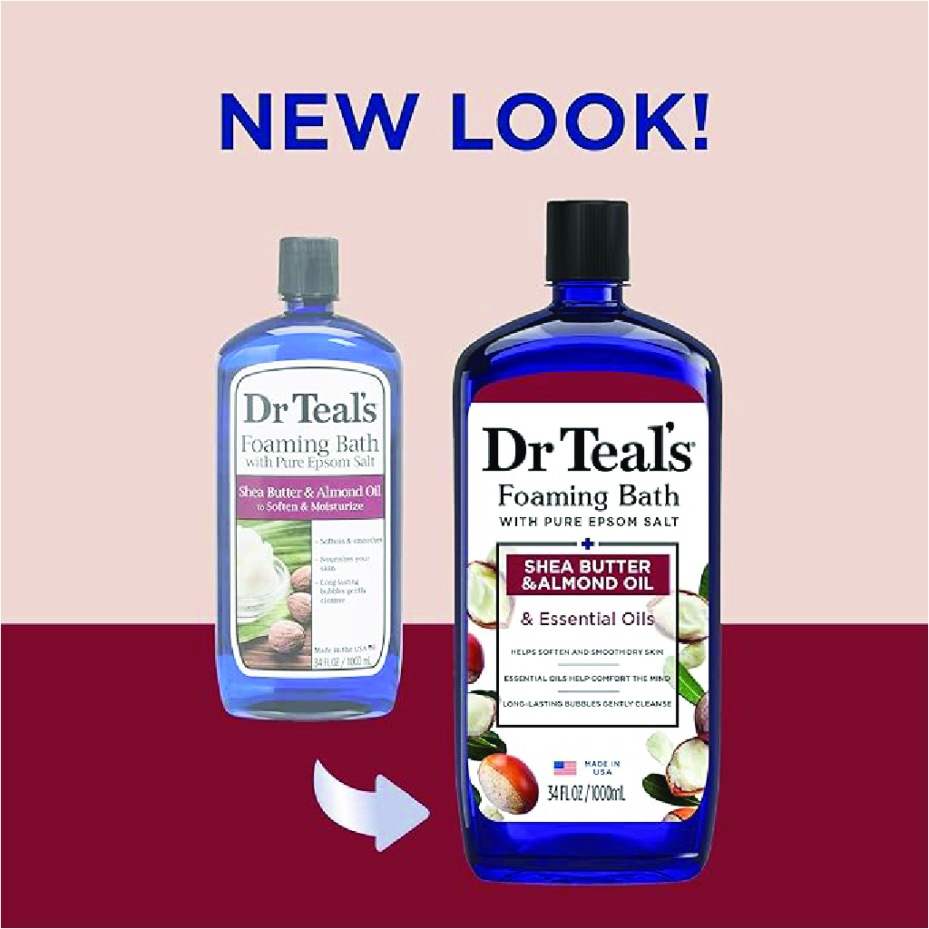 Dr Teal's, Foaming Bath Shea and Almond Moisturising, Hydrating foaming bath with shea and almond oils, 1000ml