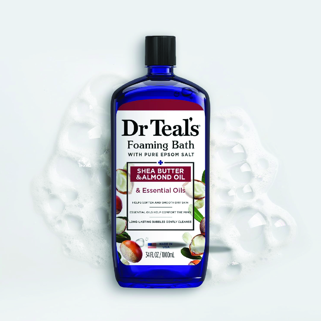 Dr Teal's, Foaming Bath Shea and Almond Moisturising, Hydrating foaming bath with shea and almond oils, 1000ml