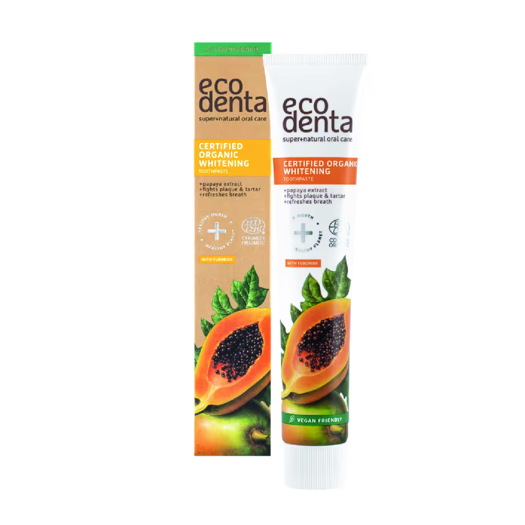 Ecodenta, Organic whitening papaya toothpaste, Natural teeth whitening with papaya extract, 75ml