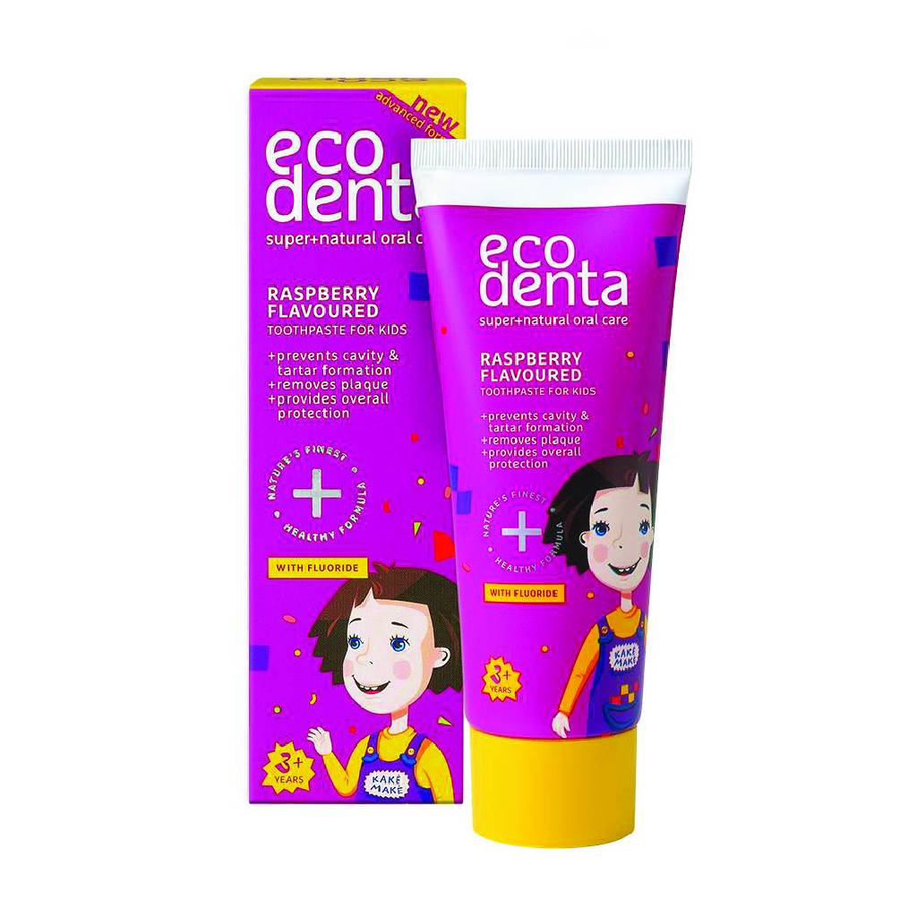 Ecodenta, Raspberry kids natural toothpaste, Gentle natural toothpaste with raspberry flavor for children, 75ml