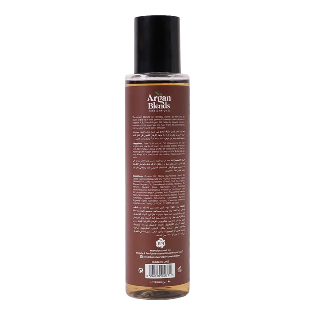 Argan Blends, Keratin hair oil, Strengthening hair oil for smooth frizz control, 195 ml