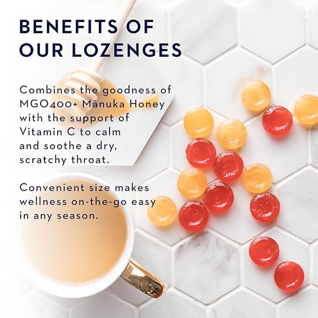 Manuka Honey, Lozenges with lemon, Soothing honey and lemon throat lozenges