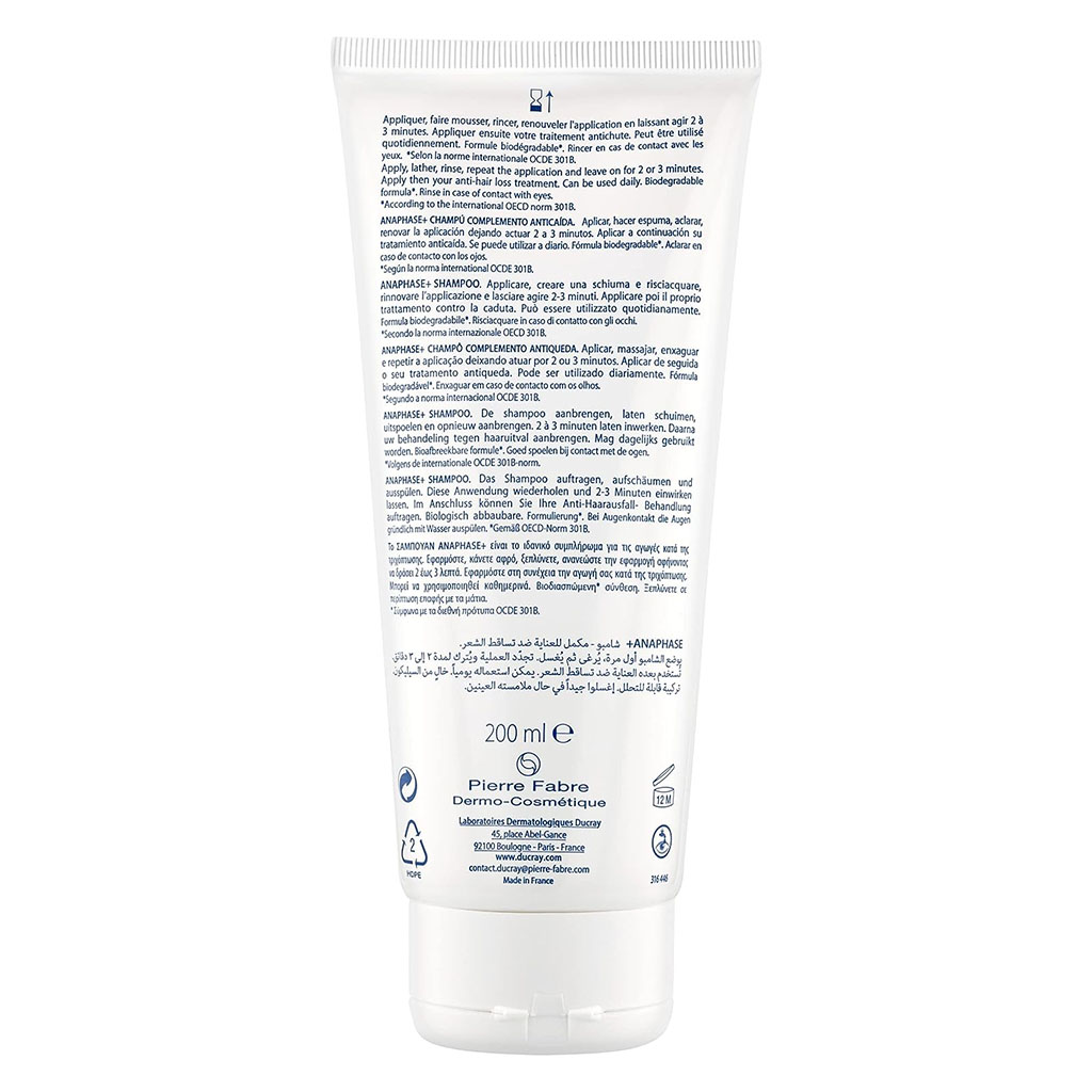 Ducray, Anaphase Plus Hair Loss Shampoo, Strengthening shampoo to reduce hair loss, 200ml