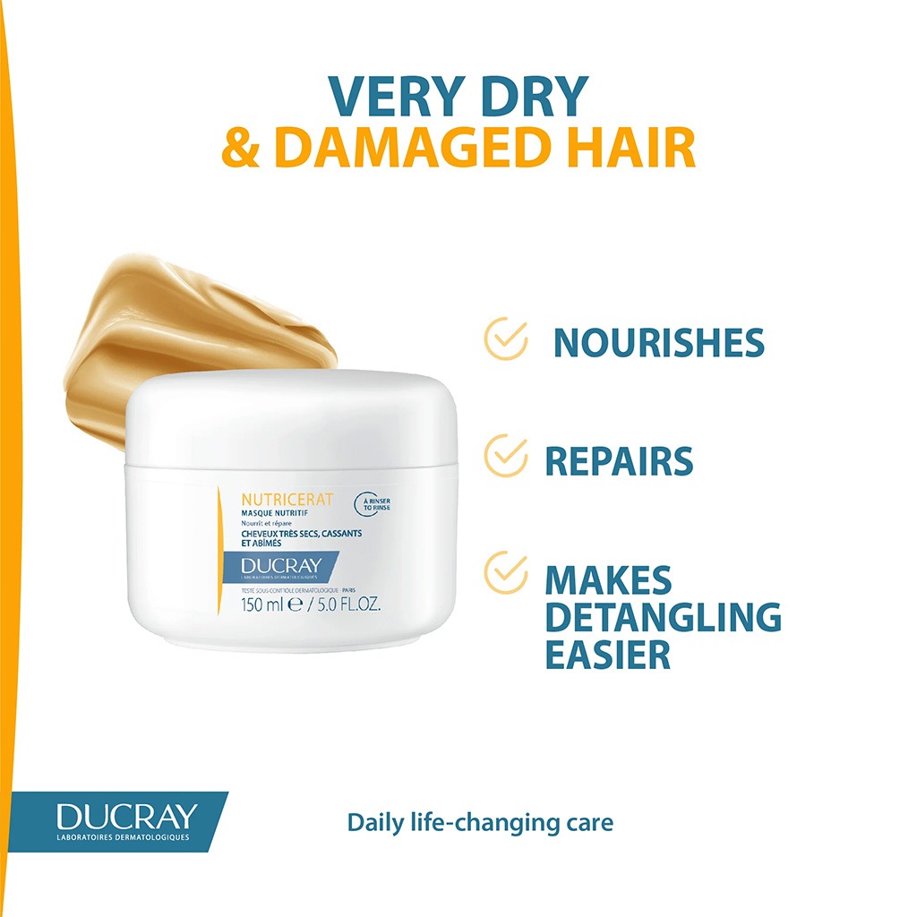 Ducray, Nutricerat Mask, Nourishing hair mask for dry and brittle hair, 150ml