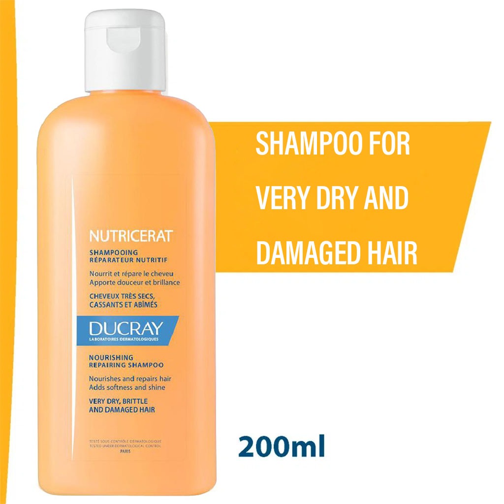 Ducray, Nutricerat Intense Nutrition Shampoo, Nourishing shampoo for dry and damaged hair, 200ml