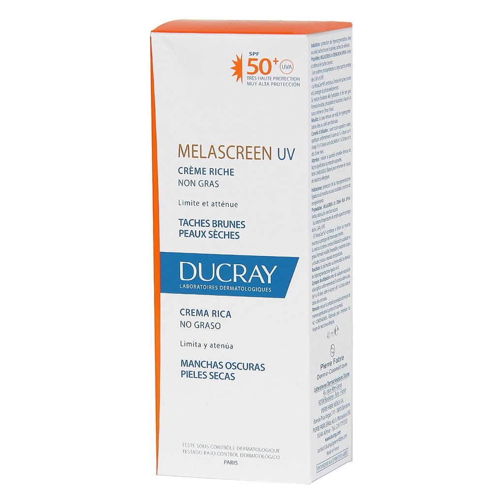 Ducray, Melascreen SPF50+ UV Rich Cream, High protection rich facial cream with SPF50+, 40ml