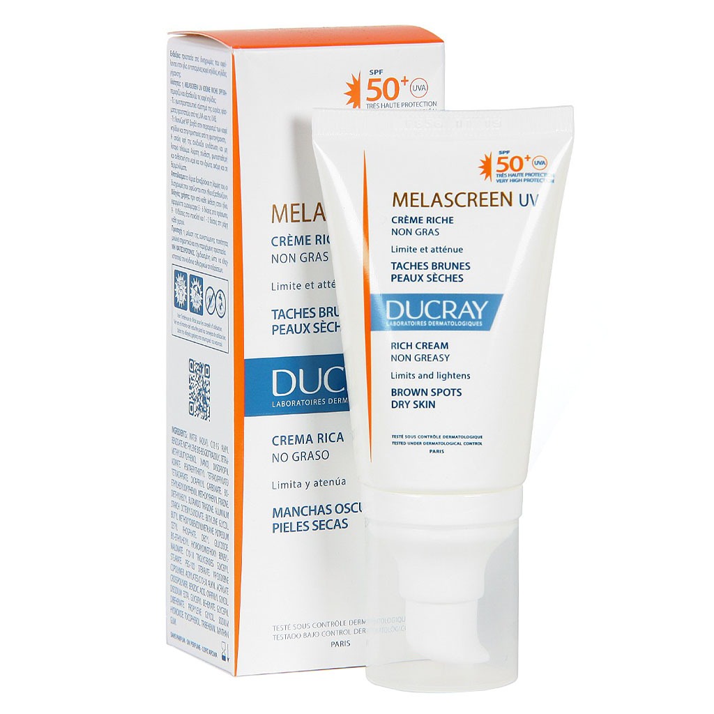 Ducray, Melascreen SPF50+ UV Rich Cream, High protection rich facial cream with SPF50+, 40ml