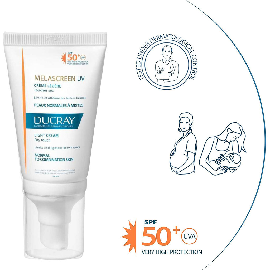 Ducray, Melascreen UV SPF50+ Light Cream, High protection light facial cream with SPF50+, 40ml