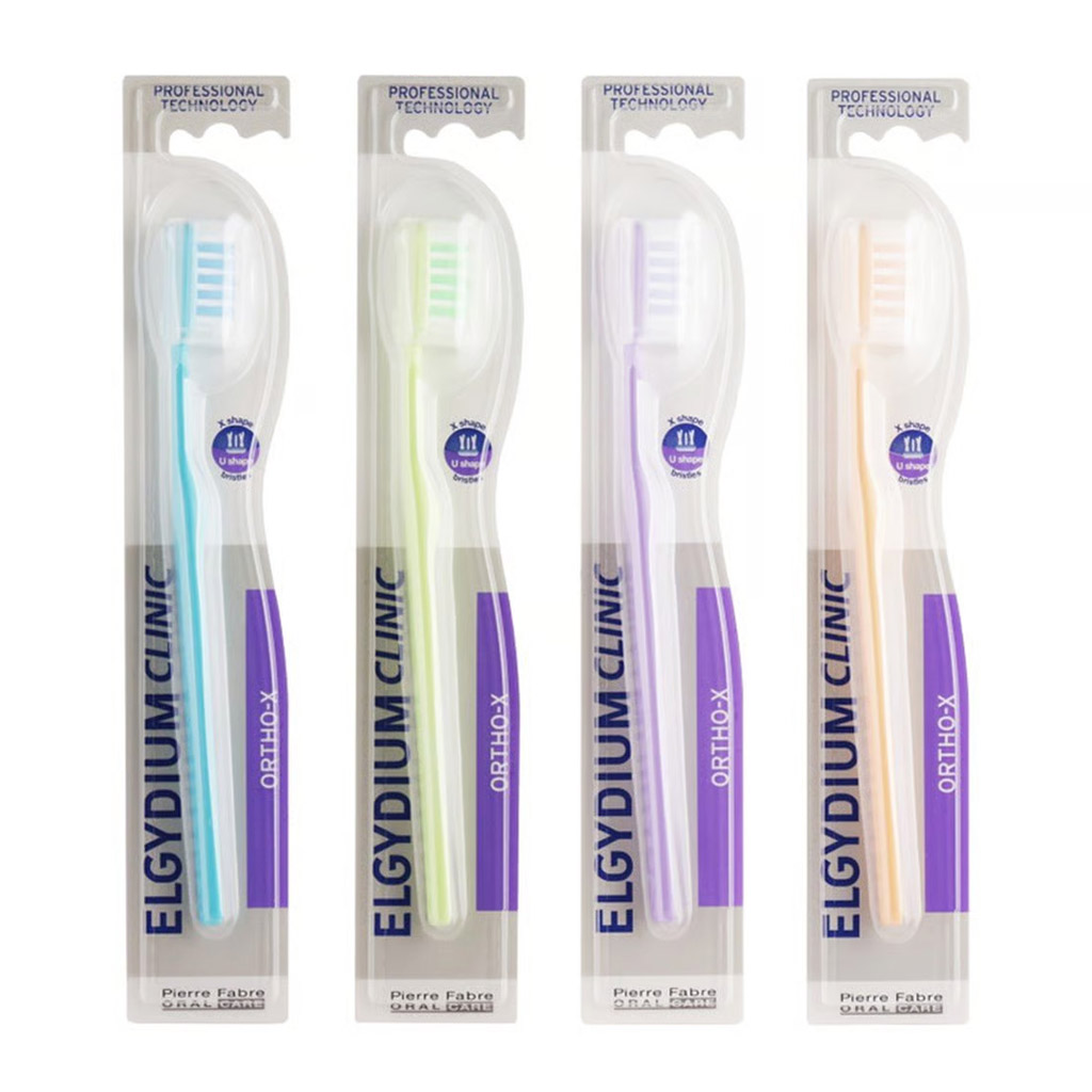 Elgydium, Clinic X Orthodontic Medium Toothbrush, Medium bristle toothbrush designed for orthodontic care, 1 toothbrush