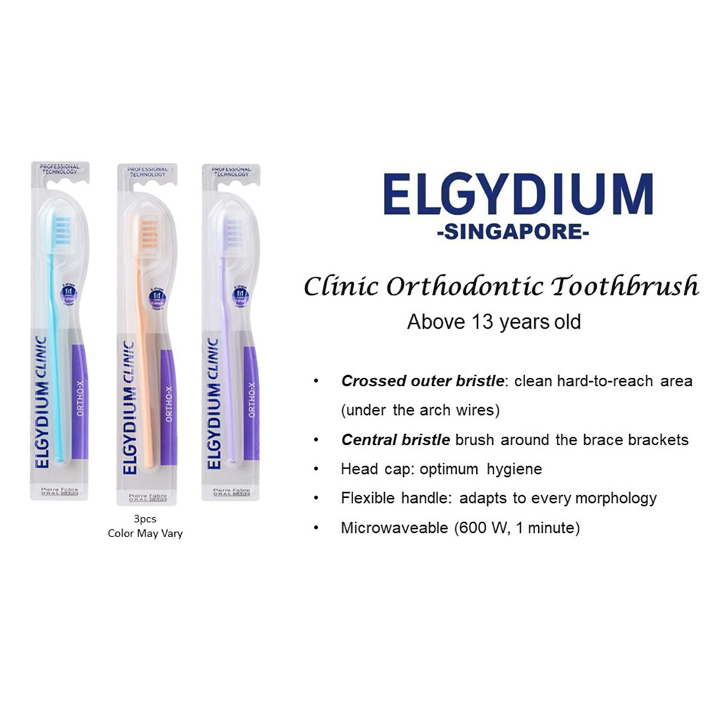 Elgydium, Clinic X Orthodontic Medium Toothbrush, Medium bristle toothbrush designed for orthodontic care, 1 toothbrush