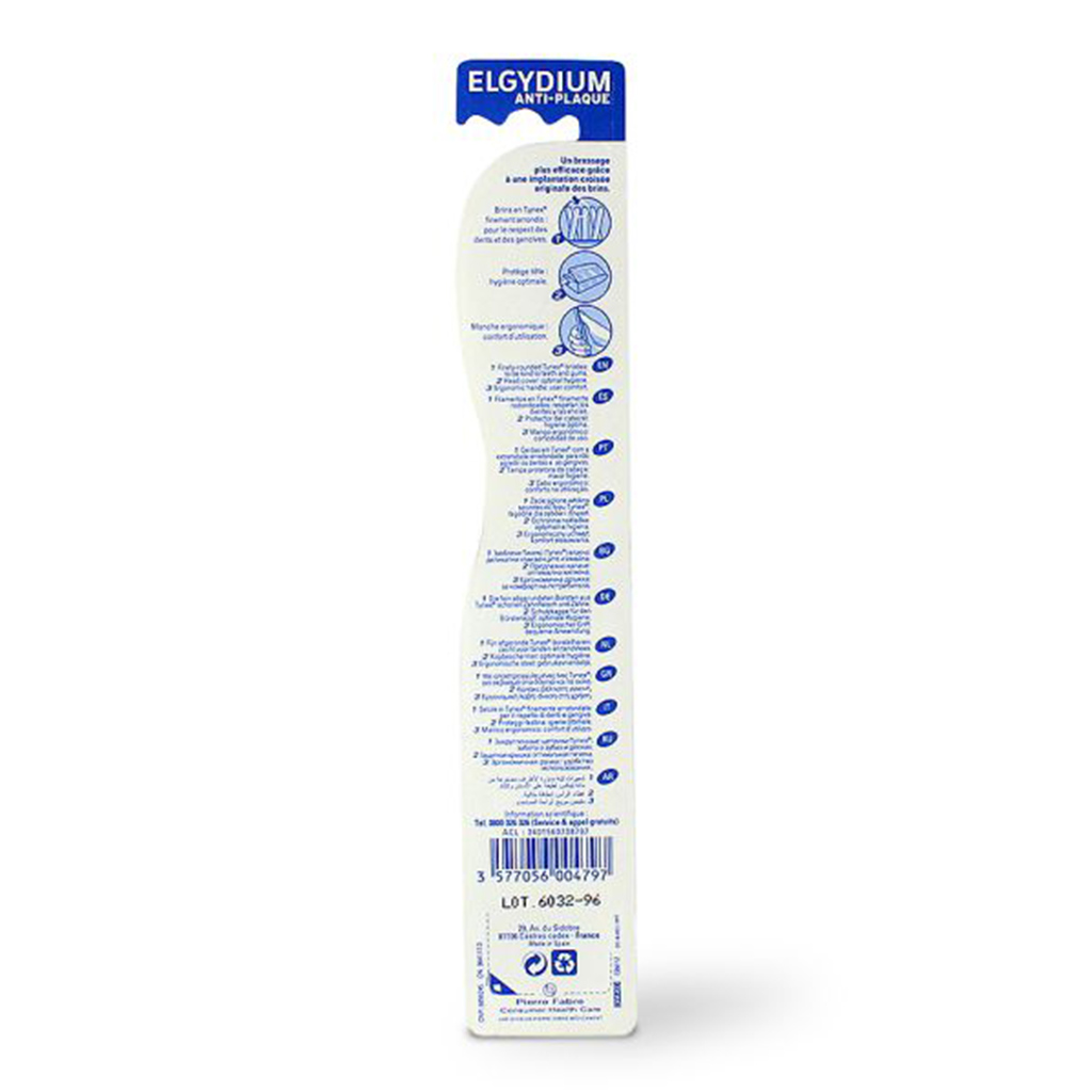 Elgydium, Anti-Plaque Soft Toothbrush, Soft bristle toothbrush for plaque removal