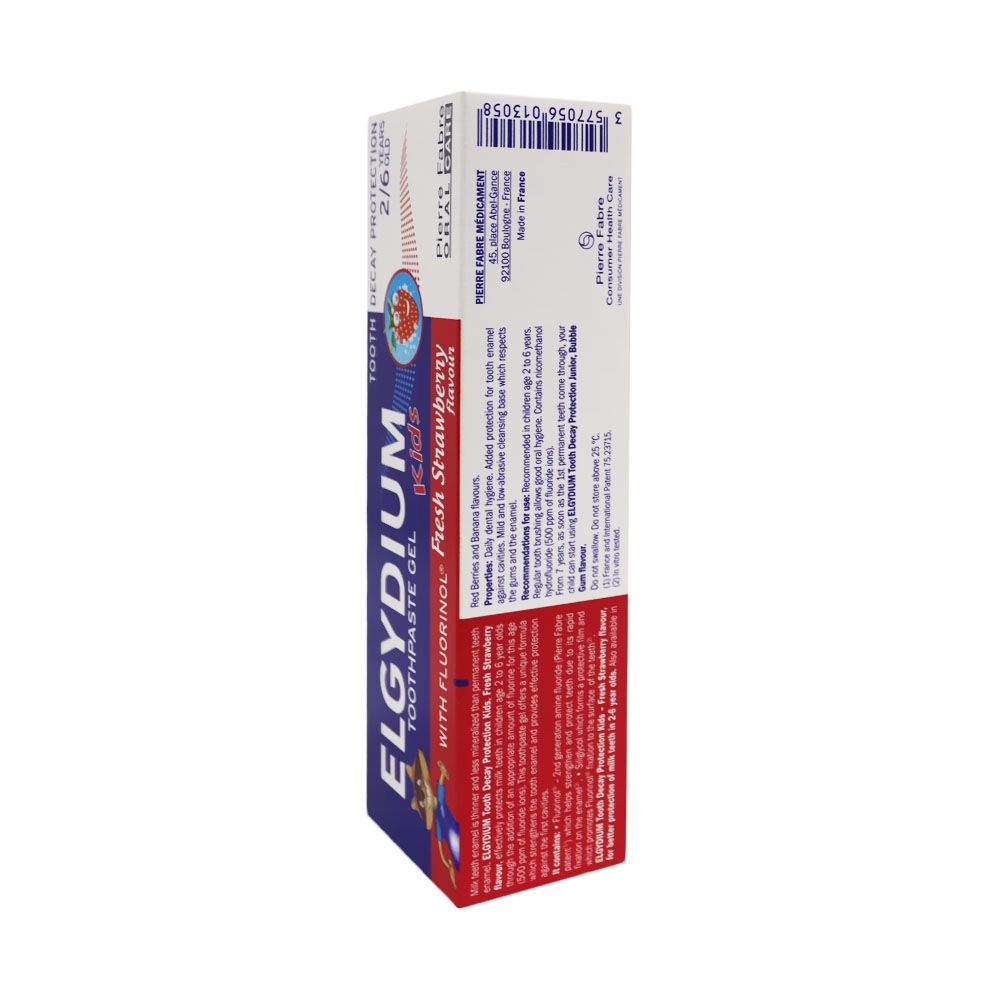 Elgydium, Tooth Decay Protection Toothpaste Fresh Strawberry, Cavity protection toothpaste with strawberry flavor, 50ml
