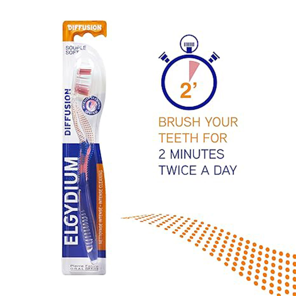 Elgydium, Diffusion Soft Toothbrush, Soft bristle toothbrush for gentle cleaning