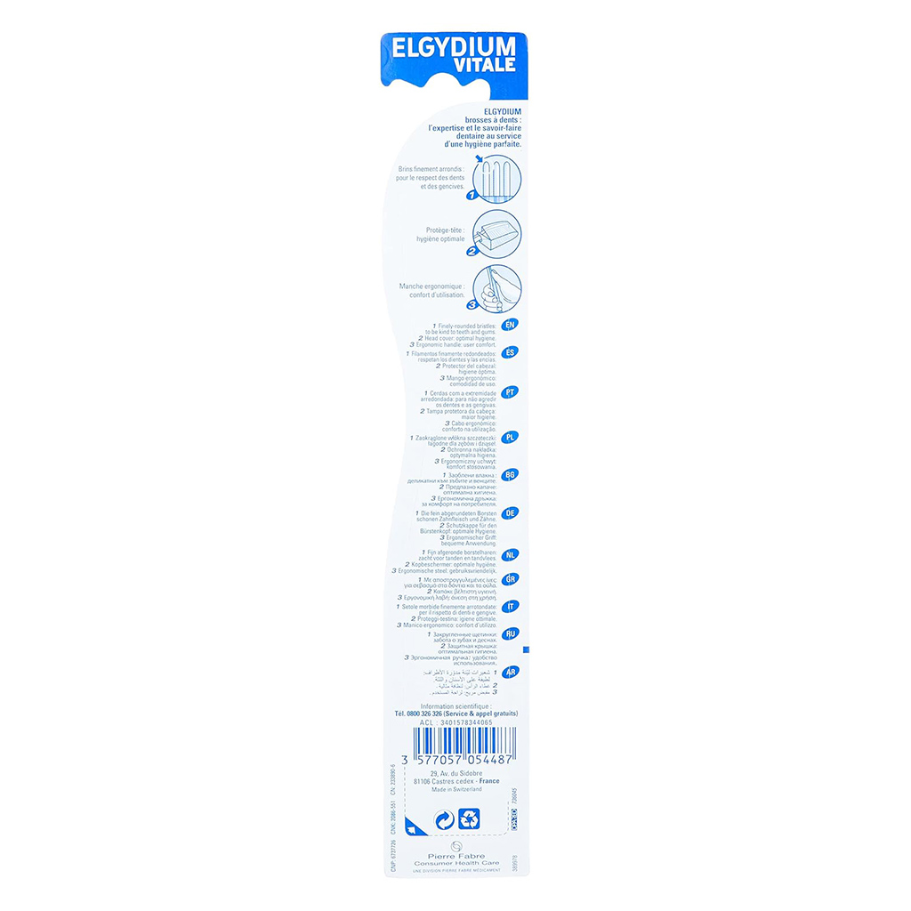 Elgydium, Vitale Colour Medium Toothbrush, Medium bristle toothbrush for daily oral care