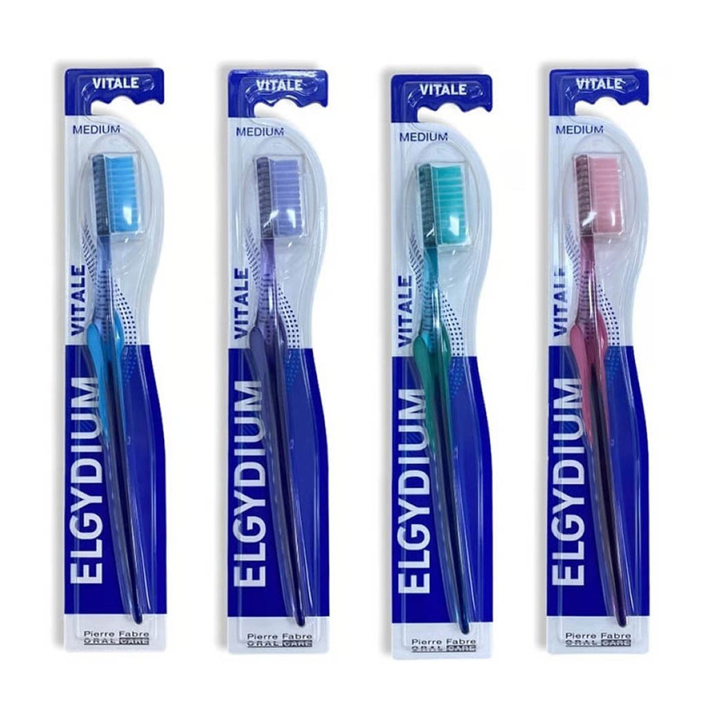 Elgydium, Vitale Colour Medium Toothbrush, Medium bristle toothbrush for daily oral care