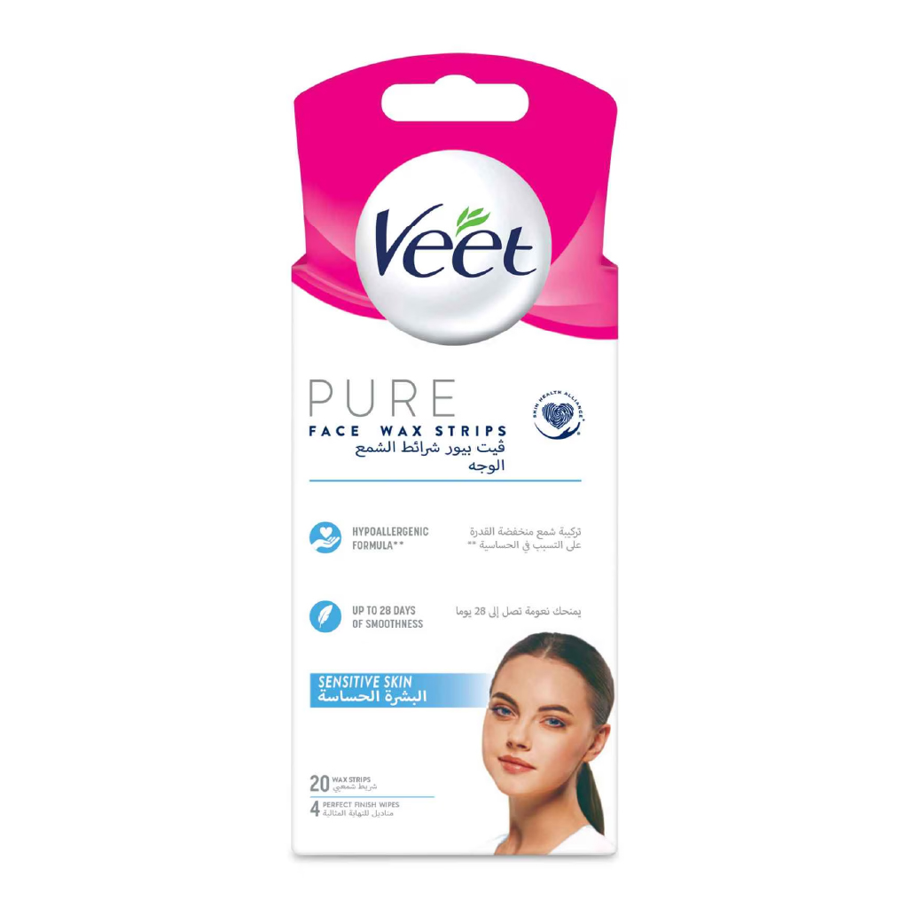 Veet, Wax Strips for Sensitive Skin, Gentle hair removal wax strips, 30 strips