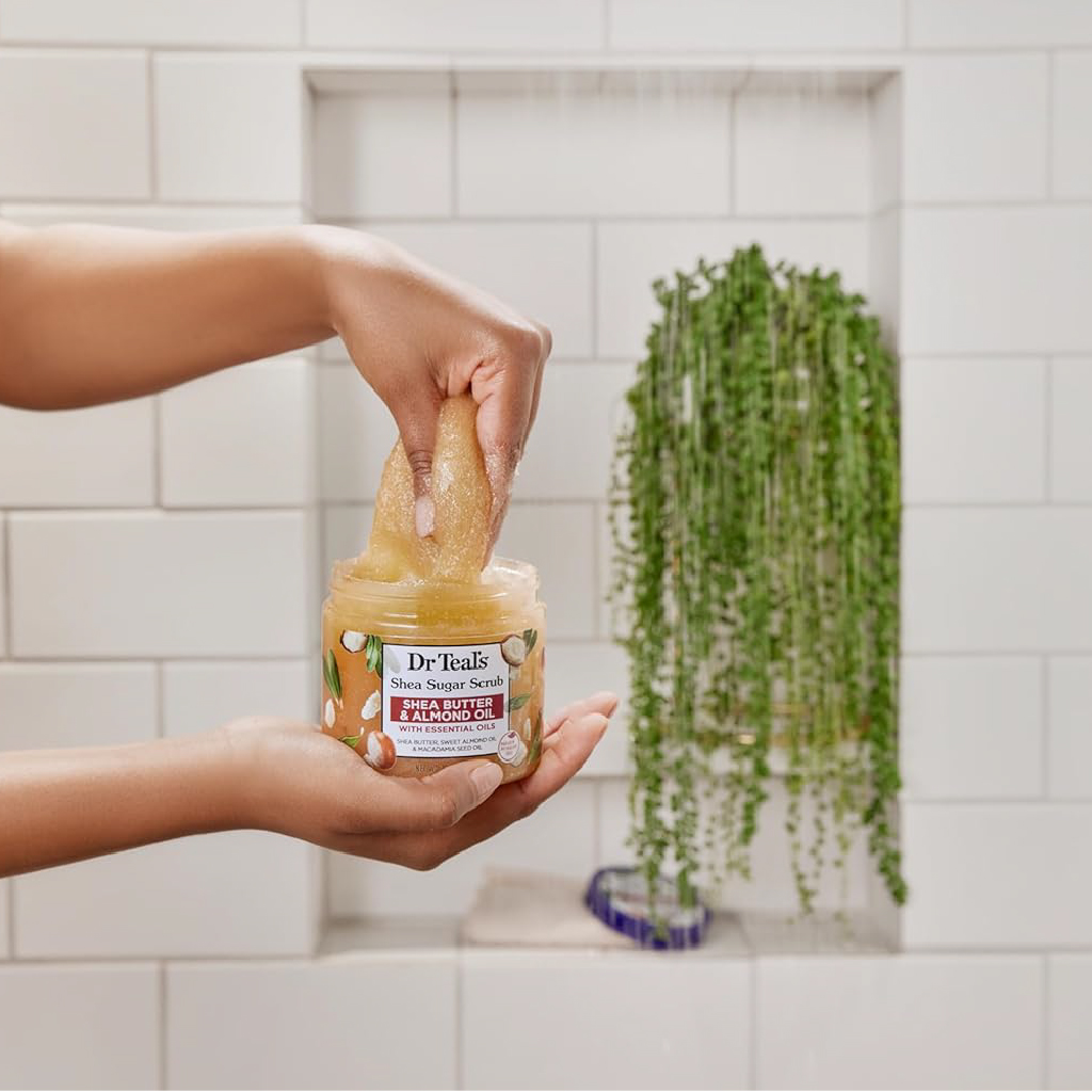 Dr Teal's, Shea Sugar Exfoliating Body Scrub Shea Butter and Almond Oil, Nourishing exfoliating scrub with shea butter and almond oil, 538g