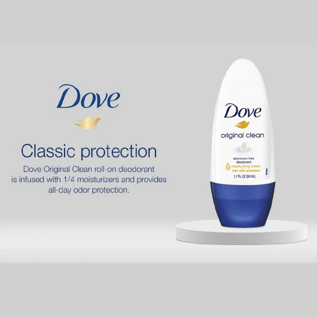 Dove, Original Moisturizing 48-Hour Antiperspirant Deodorant Roll-On, Long-lasting antiperspirant for all-day freshness, 50ml