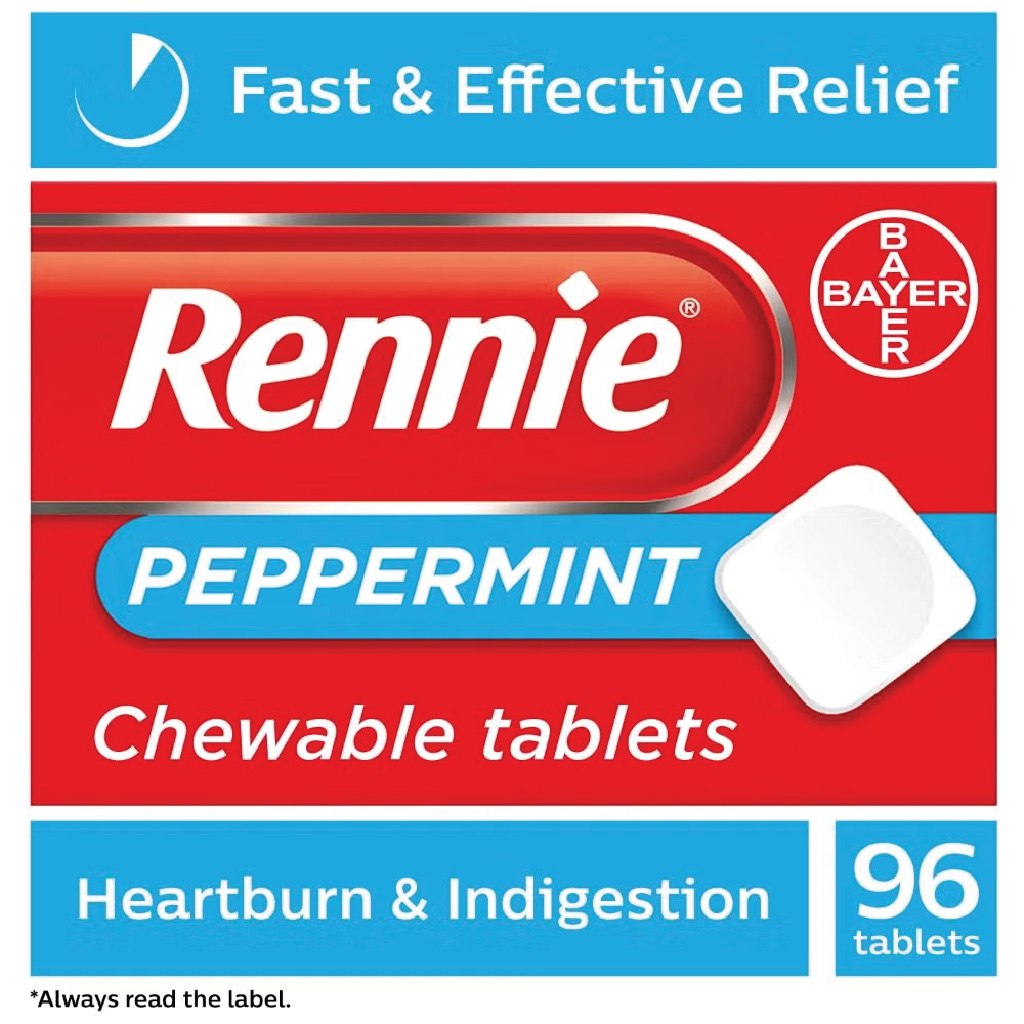 Rennie, Peppermint tablets, Antacid tablets for indigestion and heartburn relief