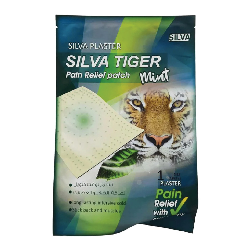 Silva, Tiger Mint pain relief patch, Cooling pain relief patch with mint scent, 12 x 18 cm