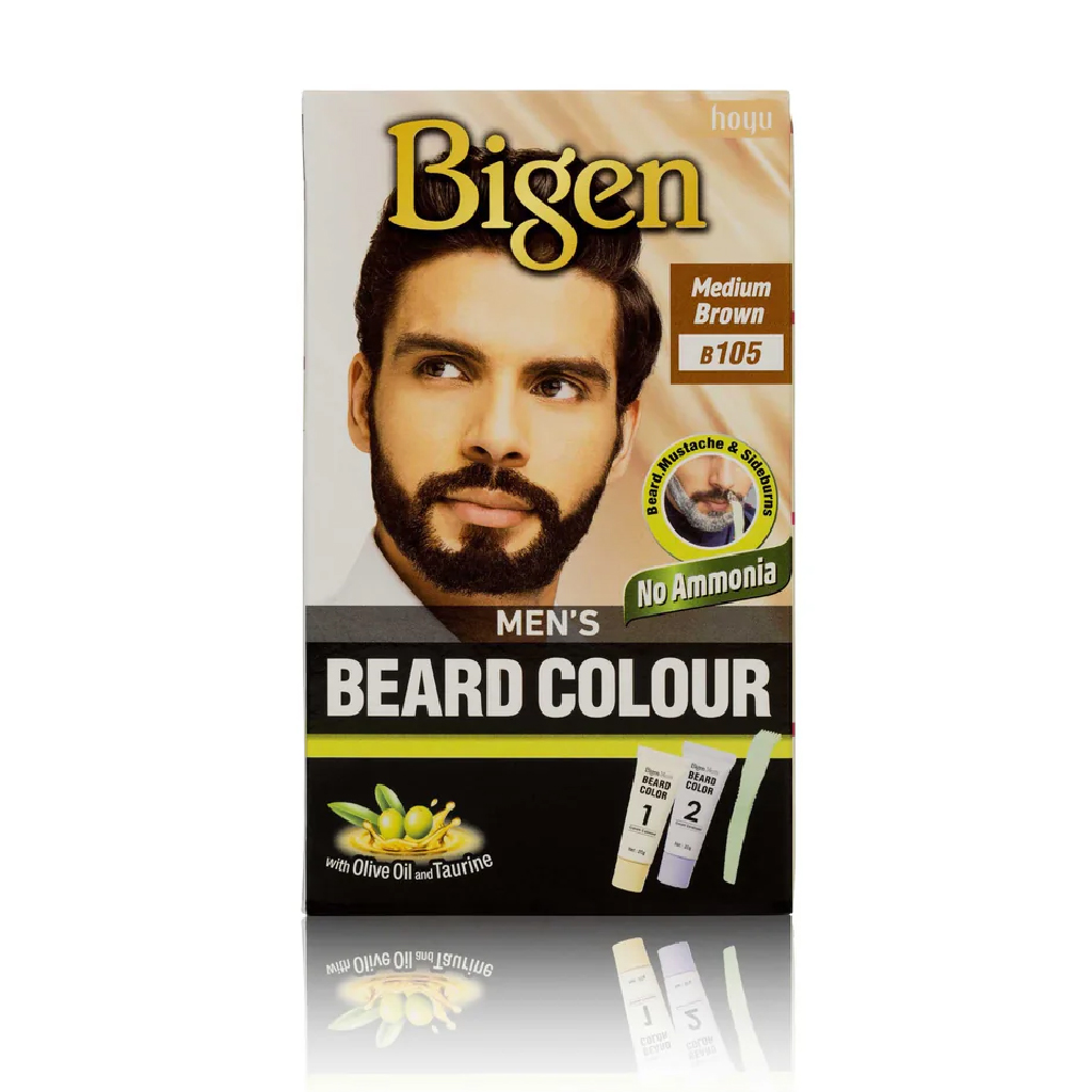 Bigen, Men’s Beard Color Medium Brown, Long-lasting beard dye for natural medium brown color, 40 g