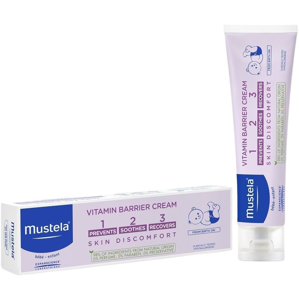 Mustela, Vitamin barrier cream 1-2-3, Protective cream for diaper rash and skin hydration, 100 ml