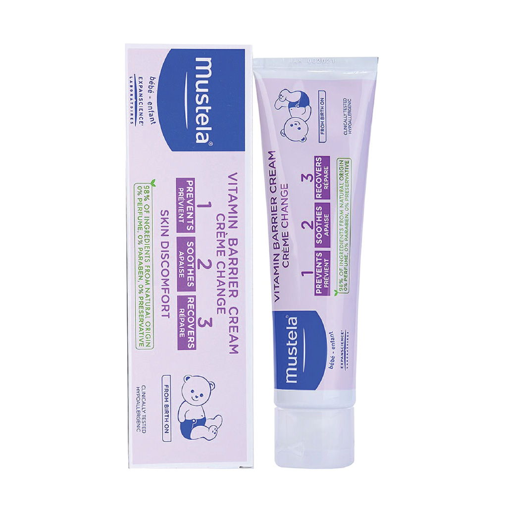 Mustela, Vitamin barrier cream 1-2-3, Protective cream for diaper rash and skin hydration, 100 ml