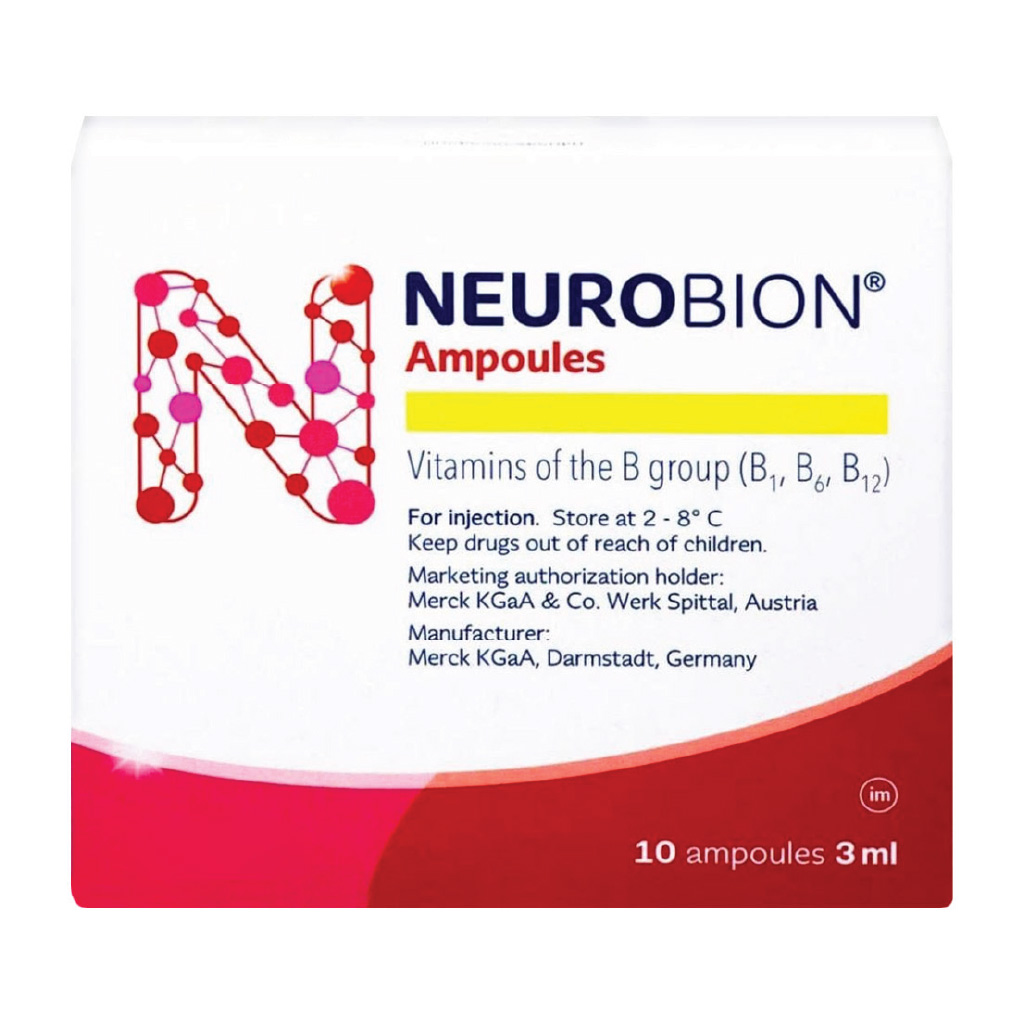 Neurobion, Vitamin B 10 Injectable Ampoules, B vitamin complex injection for nerve health, 10 ampoules of 3ml