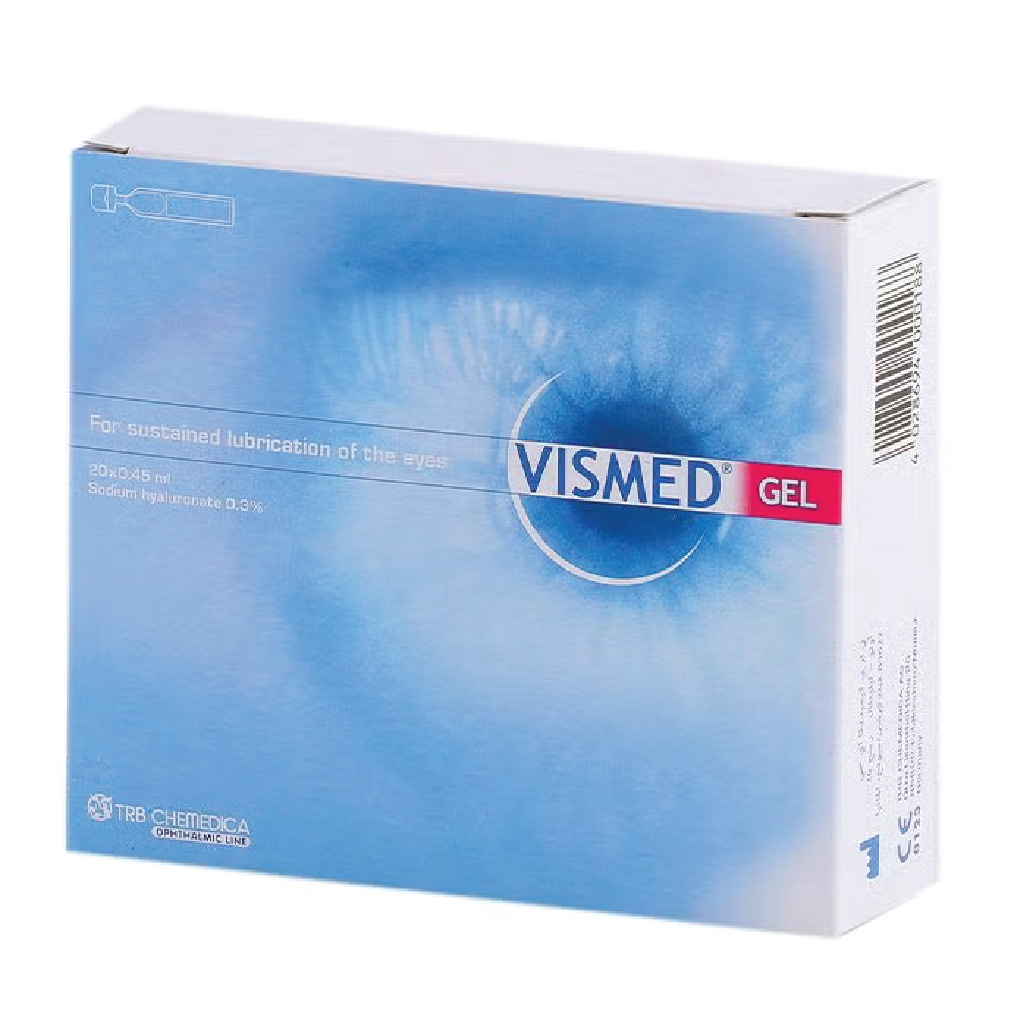 Vismed Gel, 0.3% Lubricating Eye Drops Monodose, Hydrating eye drops for dry eyes, 20 x 0.45 ml