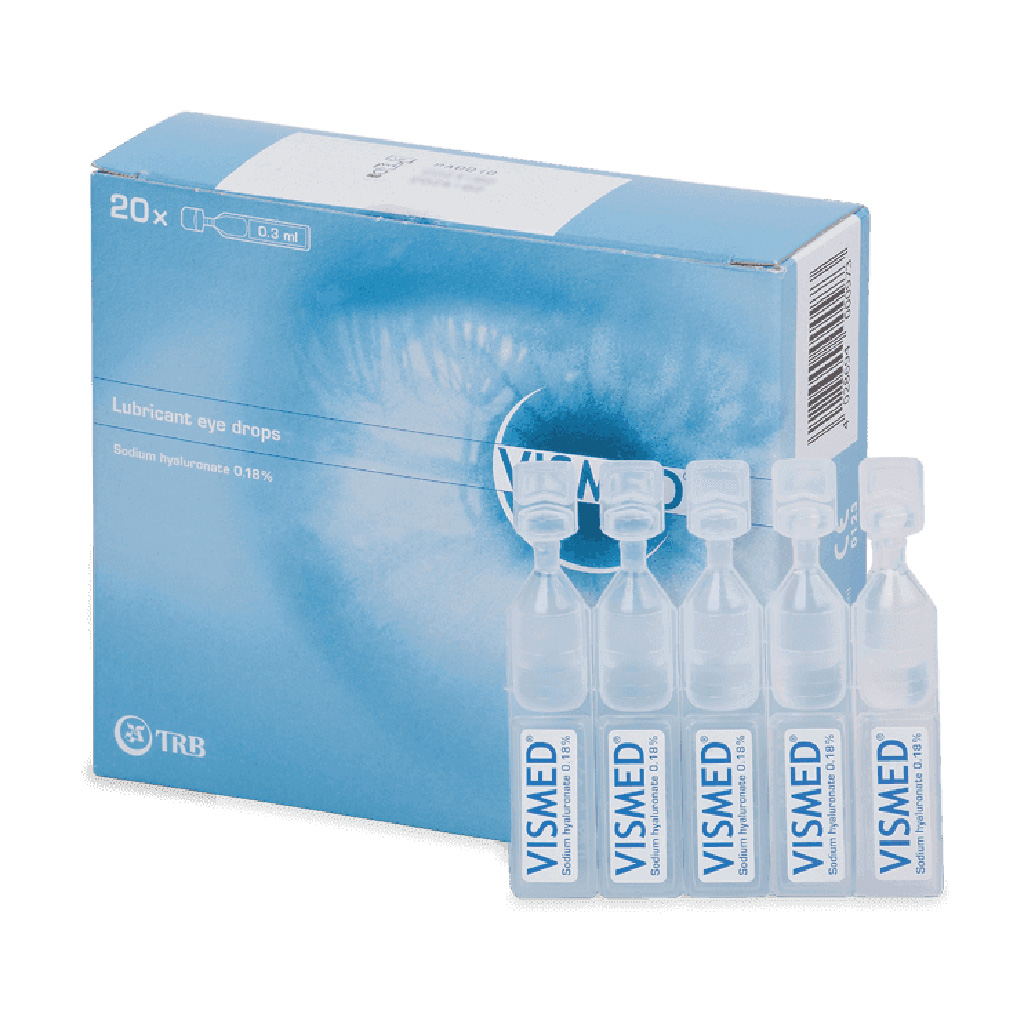Vismed Gel, 0.3% Lubricating Eye Drops Monodose, Hydrating eye drops for dry eyes, 20 x 0.45 ml