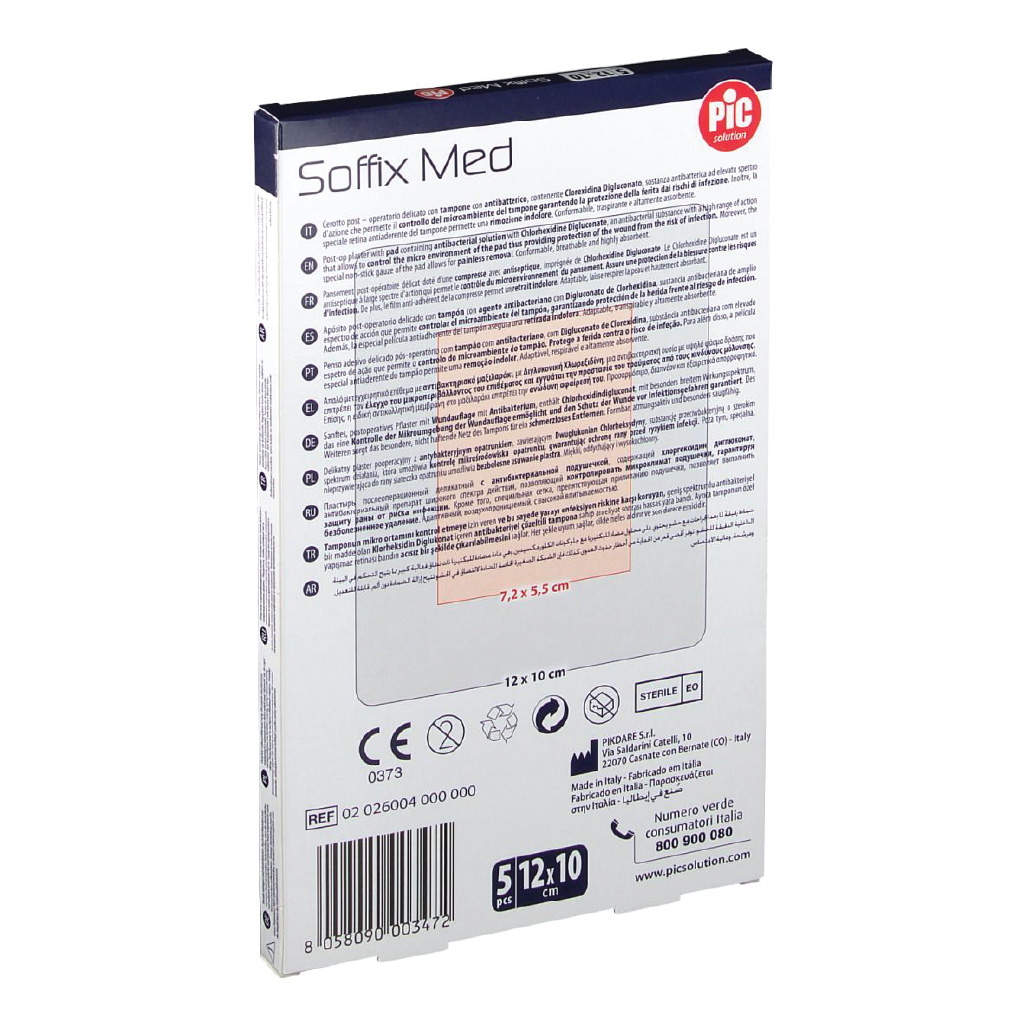 PIC Solution Soffix Med with CHG Plaster, 5 Pcs- 12 cm x 10 cm