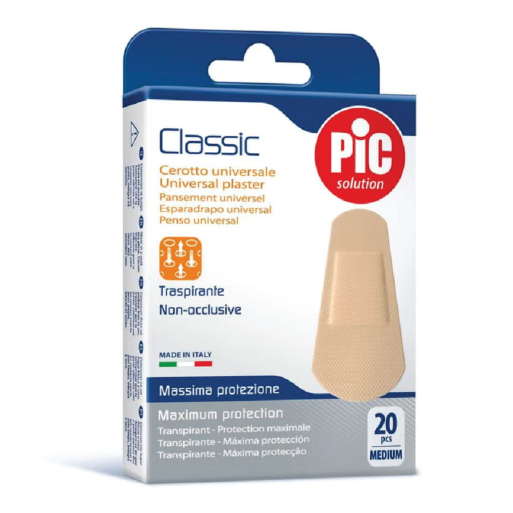 Pic, Universal Plaster Medium, Medium-sized adhesive plasters for minor cuts, 20 pieces