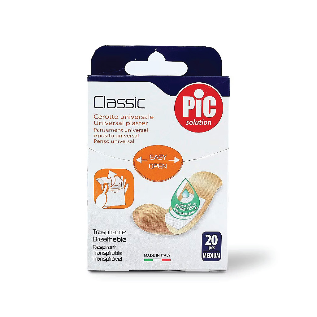 Pic, Universal Plaster Medium, Medium-sized adhesive plasters for minor cuts, 20 pieces