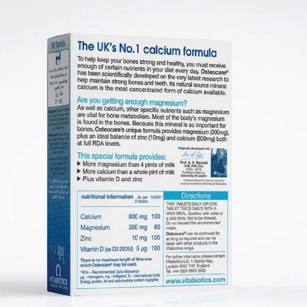 Vitabiotics, Osteocare Bone Health Tablets, Calcium and vitamin D supplement, 30 tablets