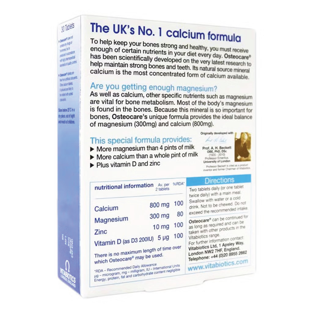 Vitabiotics, Osteocare Bone Health Tablets, Calcium and vitamin D supplement, 30 tablets