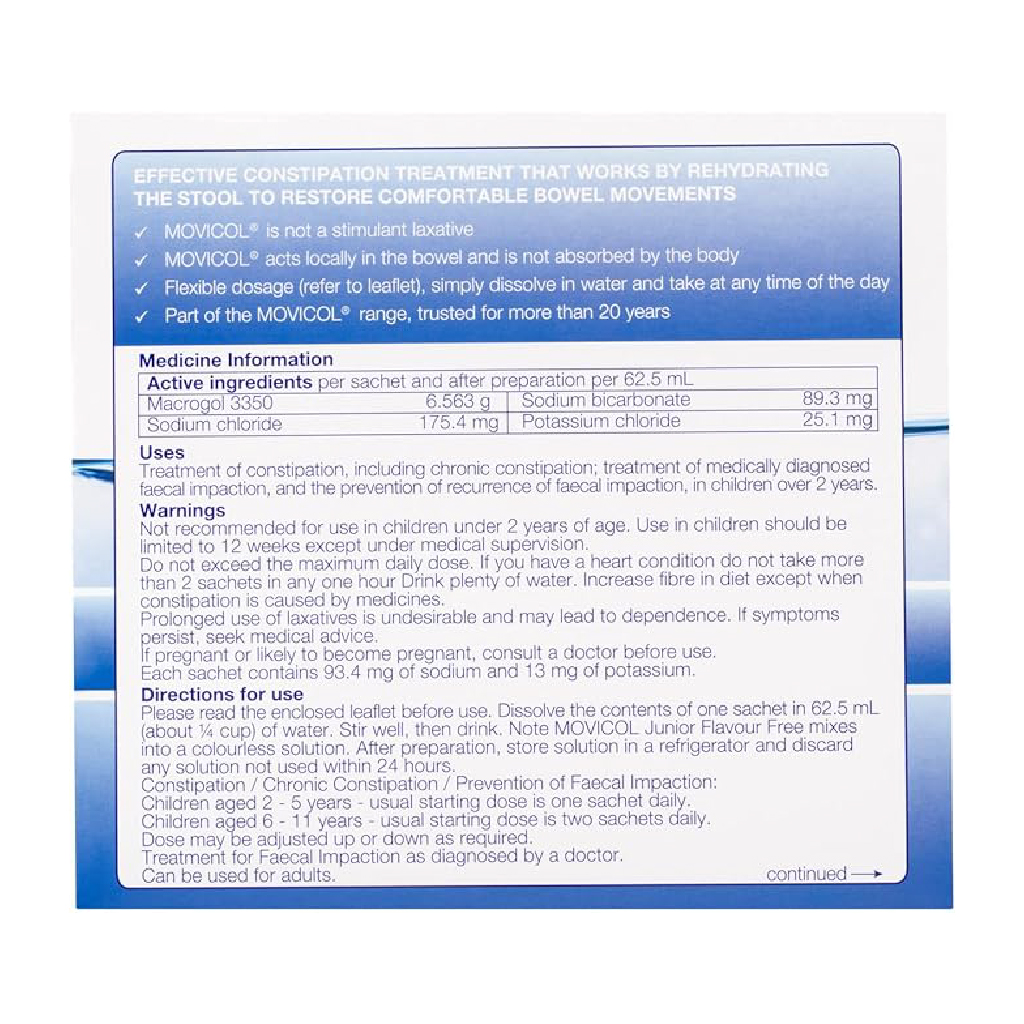 Movicol, Paediatric Plain Laxative Powder, Gentle constipation relief for children