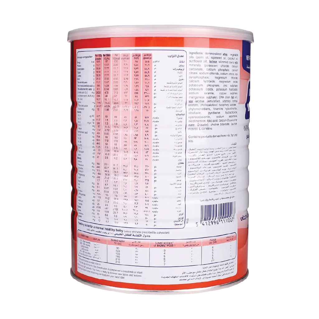 بيوميل بلس، تركيبة متوازنة غذائياً للمواليد، تركيبة حليب المرحلة ١