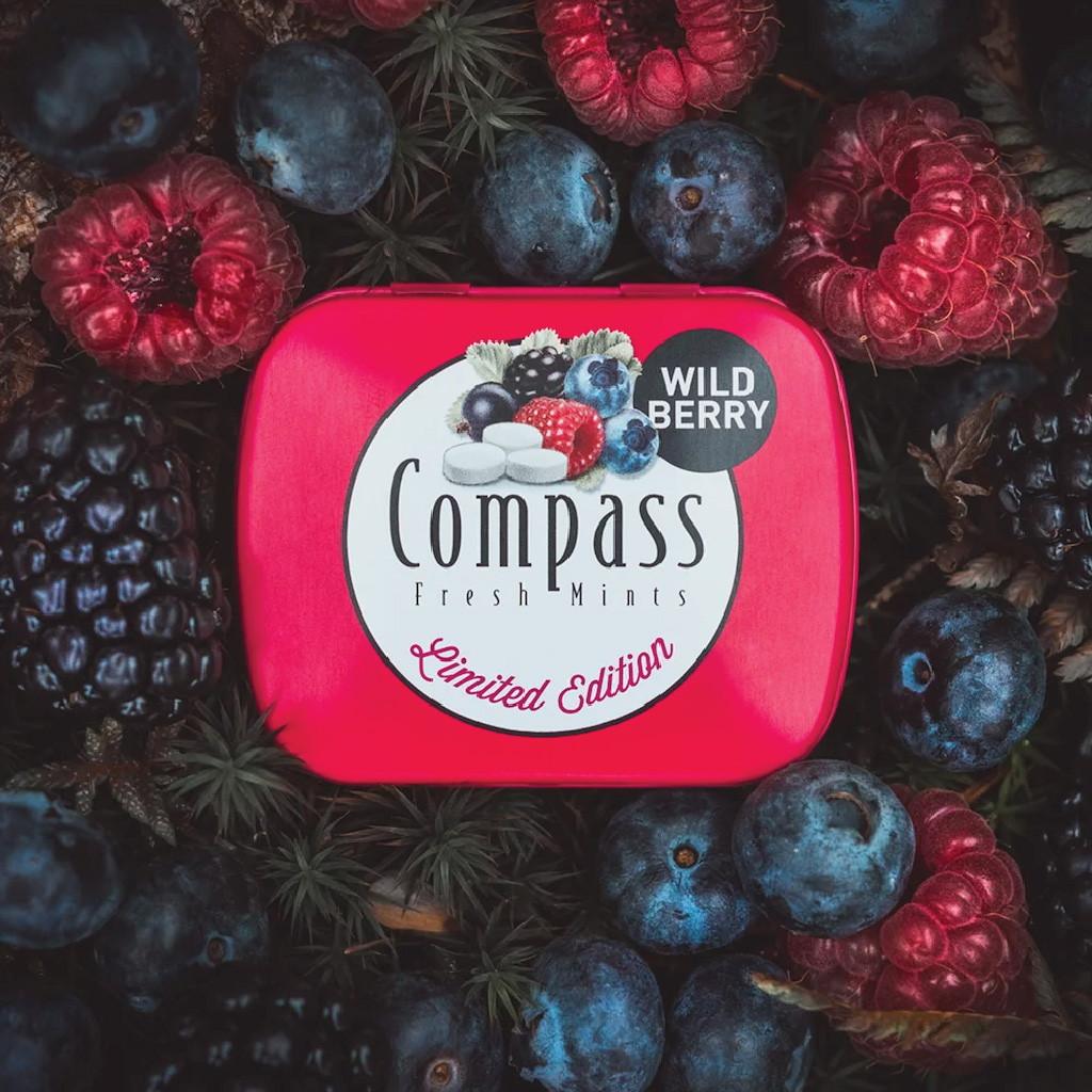 Compass, Fresh Mints Wild Berry Sugar Free, Sugar free wild berry flavored fresh mints, 14g