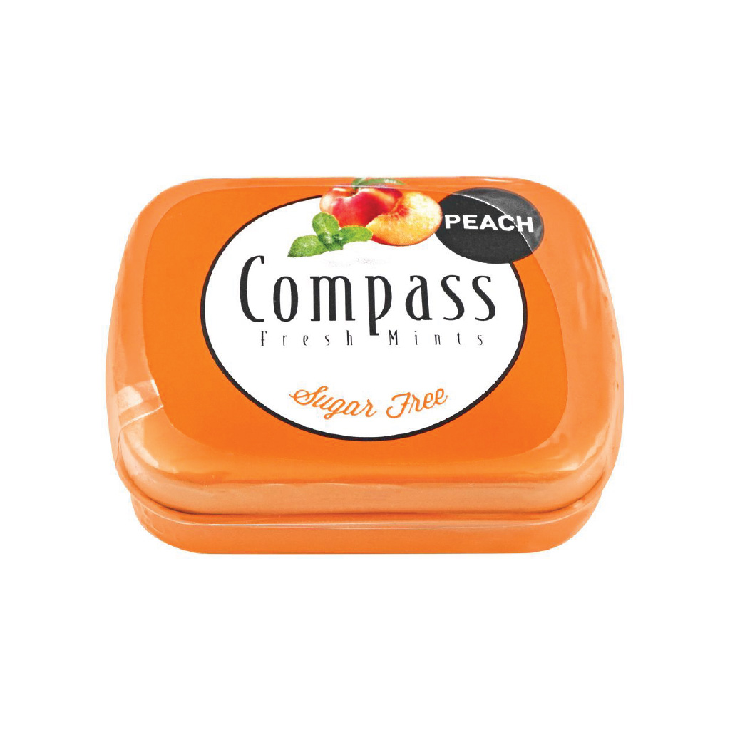 Compass, Fresh Mints Peach Sugar Free, Sugar-free peach flavored breath mints, 14g