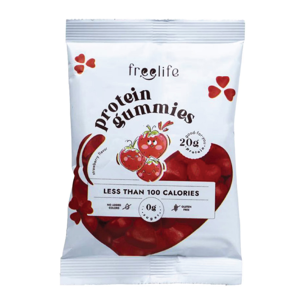 Freelife, Protein Gummies Strawberry, Tasty strawberry flavored protein supplement gummies, 32g