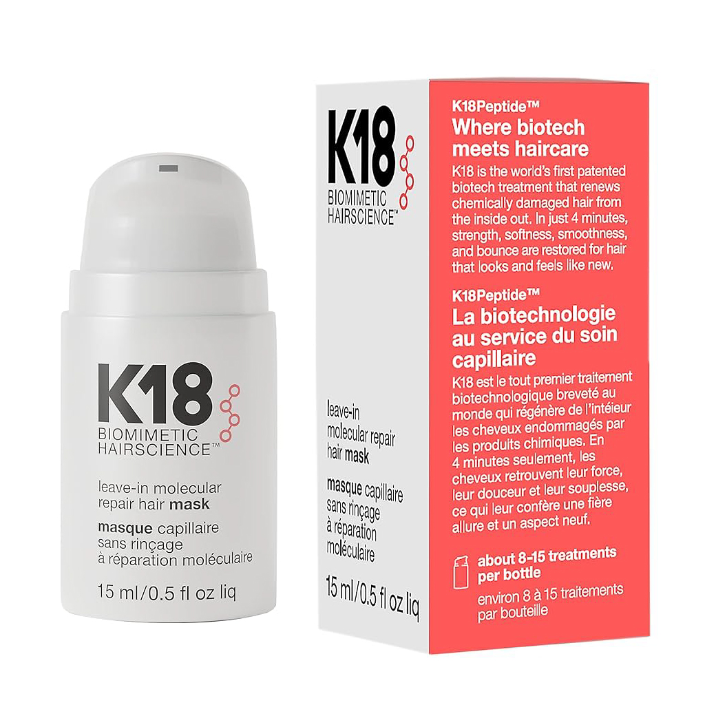 K18, Leave-In Molecular Repair Hair Mask, Deep repairing treatment for damaged hair, 15ml