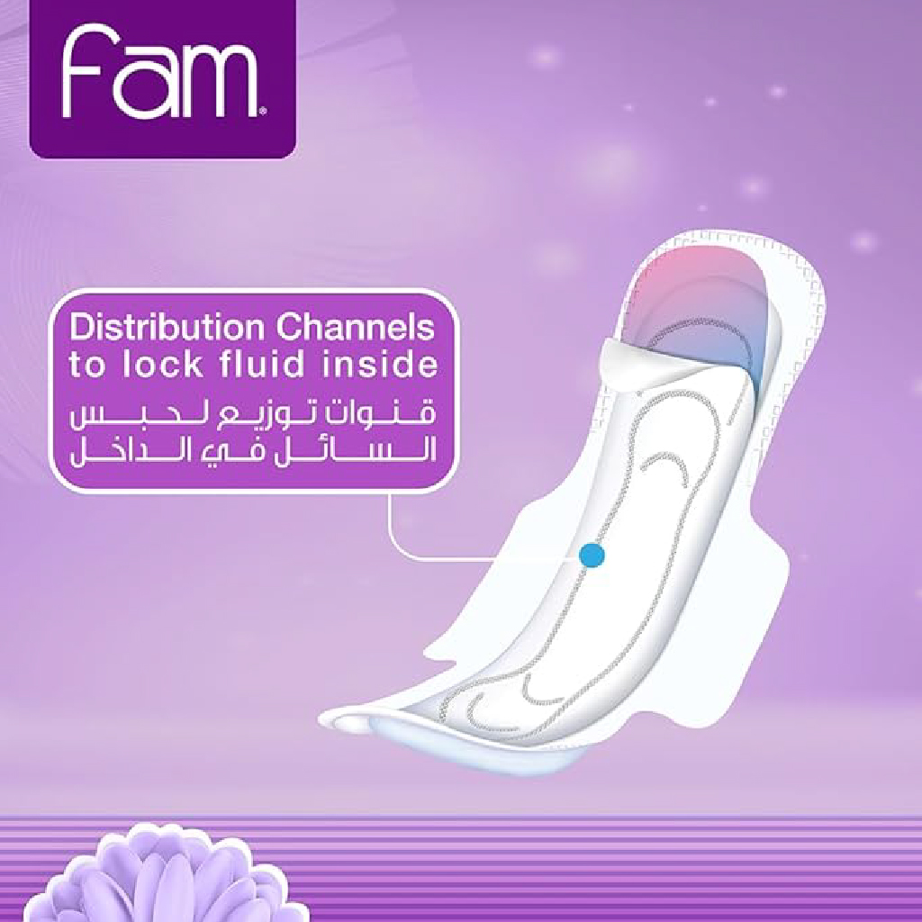 Fam, Sanitary Pads Maxi Super Ultra Thin, High absorbency ultra-thin sanitary pads, 30 pieces