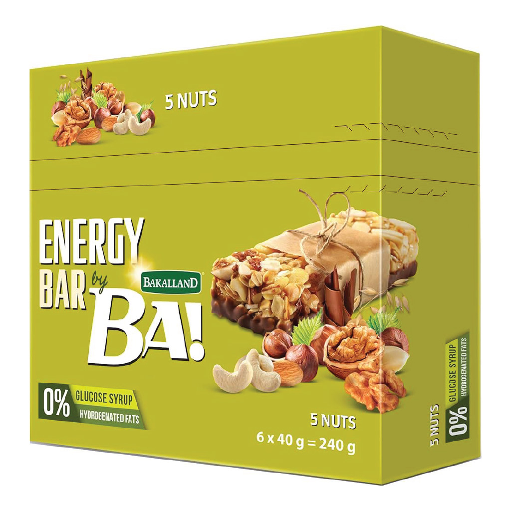 BAKALLAND BA! ENERGY BAR 5 NUTS 40G